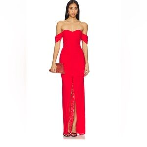 Revolve Majorelle Simone Red Off-Shoulder Dress